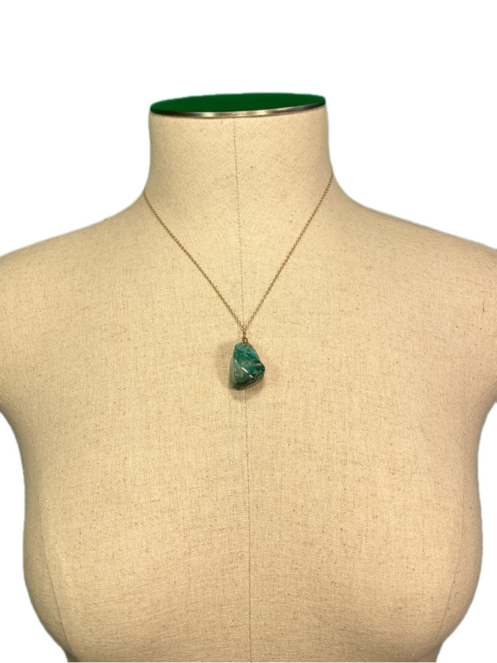 Teal Stone Pendant Necklace on 18” Gold-Tone Chain – Gift Ready 🍃✨ - Picture 5 of 13